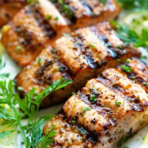 grilled salmon with side salad